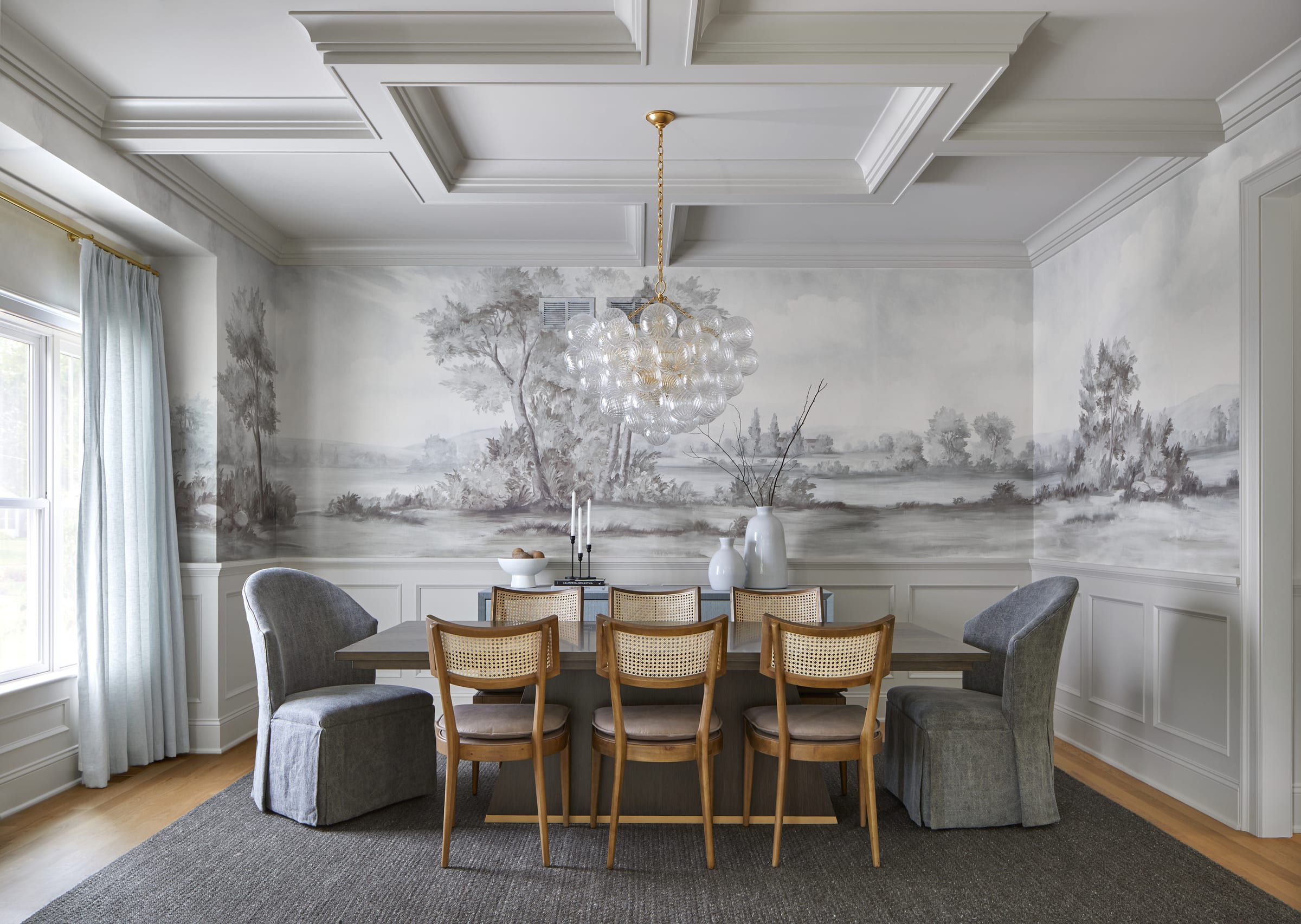 Dining Room Mural Wallpaper in Chatham, NJ home.